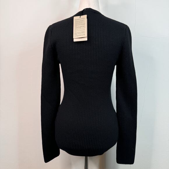 Roberto Cavalli Black Wool Blend Sweater Cut Out Waist Rib Knit IT 42 US 6 Sexy - Picture 7 of 14